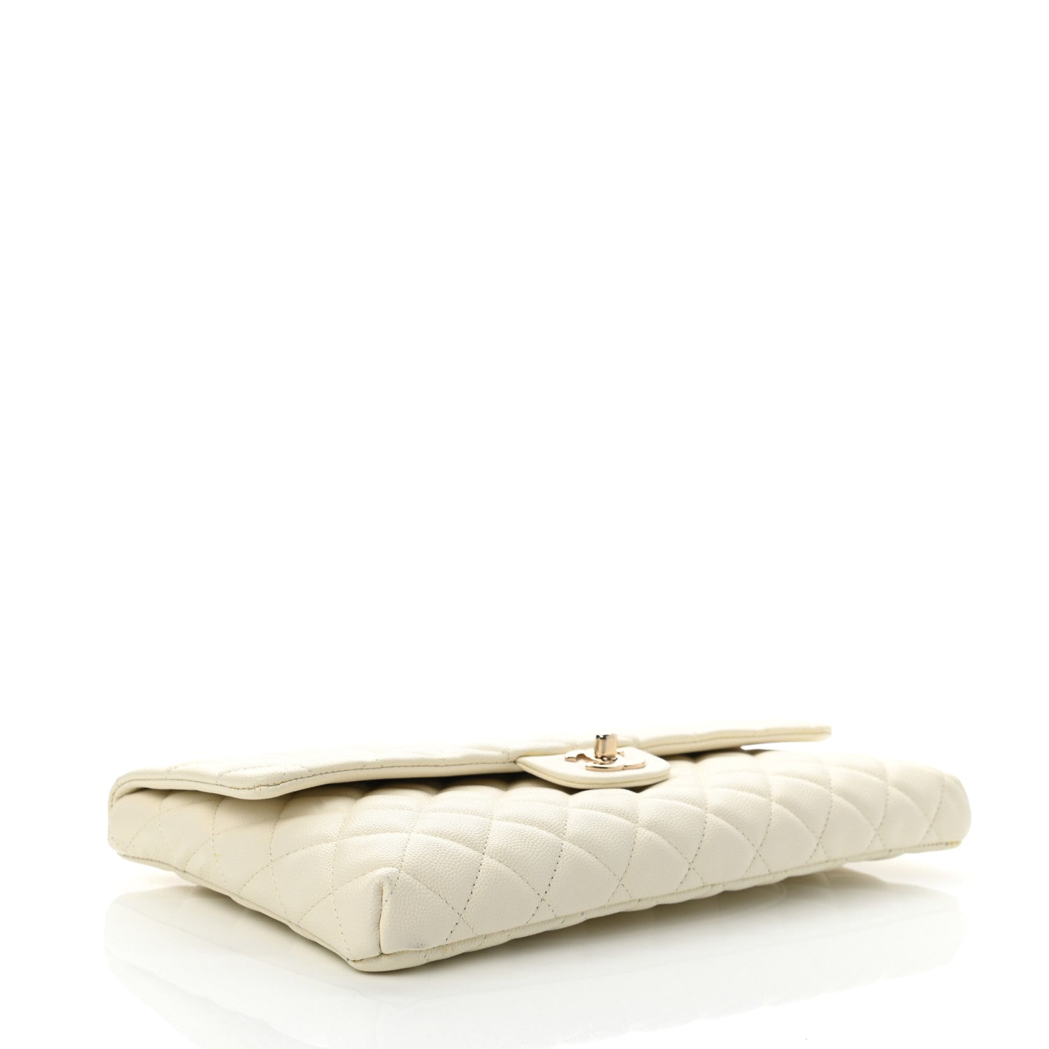 Chanel Caviar Quilted Flap Clutch White 4 of 7