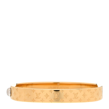 Louis Vuitton Brass Monogram Nanogram Cuff M Gold 1 of 6