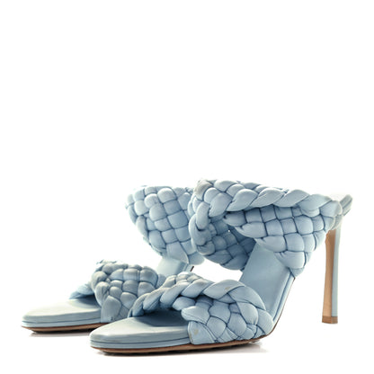 Bottega Veneta Nappa Twisted Padded Intrecciato Curve Slide Sandals 38 Ice 3 of 9