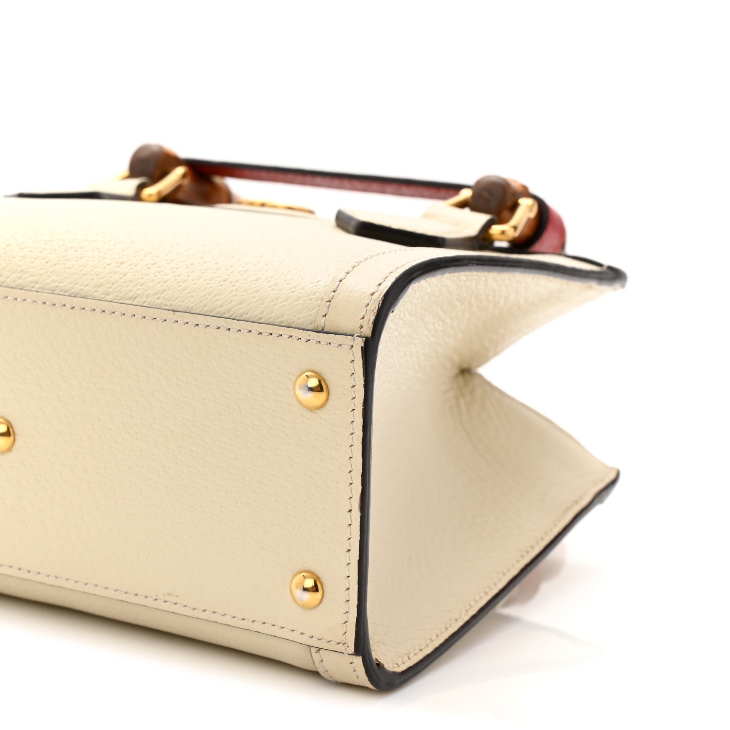 Gucci Textured Dollar Calfskin Web Mini Diana Tote Bag Mystic White 9 of 9