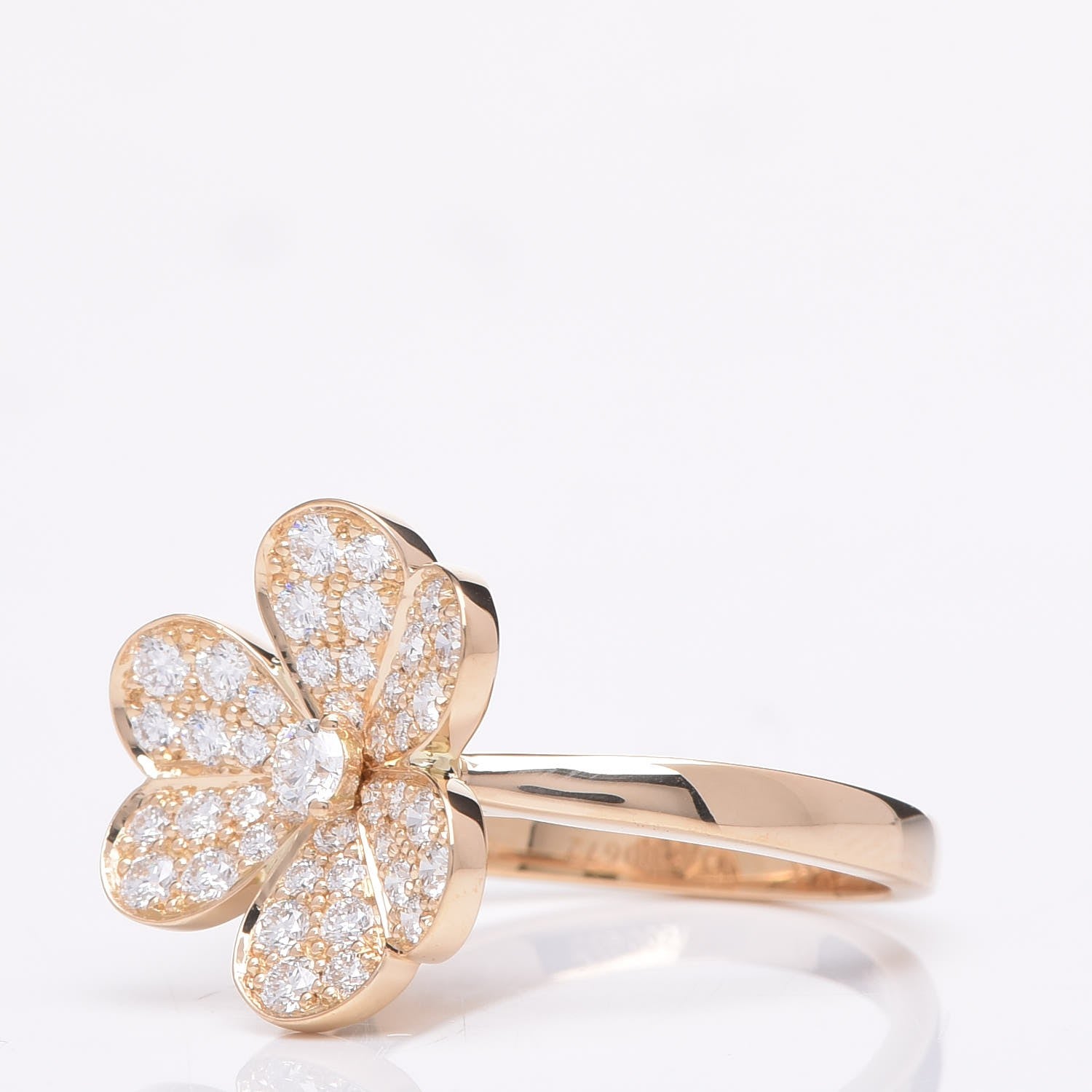 Van Cleef & Arpels 18K Yellow Gold Diamond Small Frivole Pave Ring 55 7.25 12 of 18