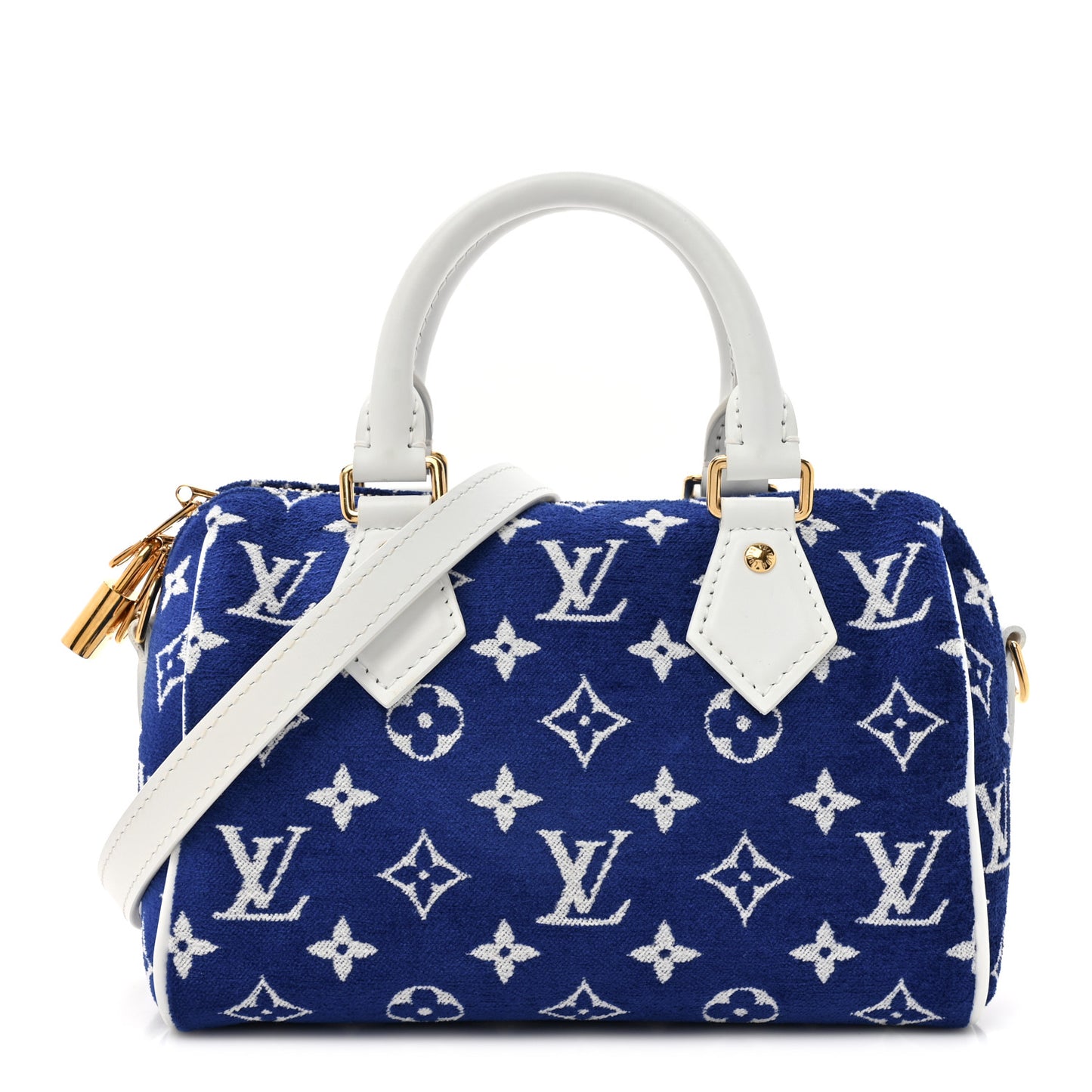 Jacquard Velvet Monogram LV Match Speedy Bandouliere 20 Blue