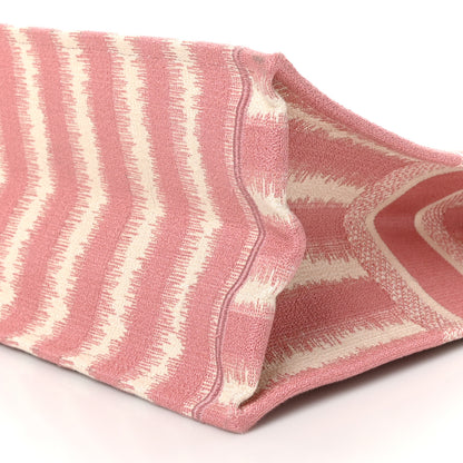 Christian Dior Canvas Embroidered Large Striped Book Tote Pink 10 of 10