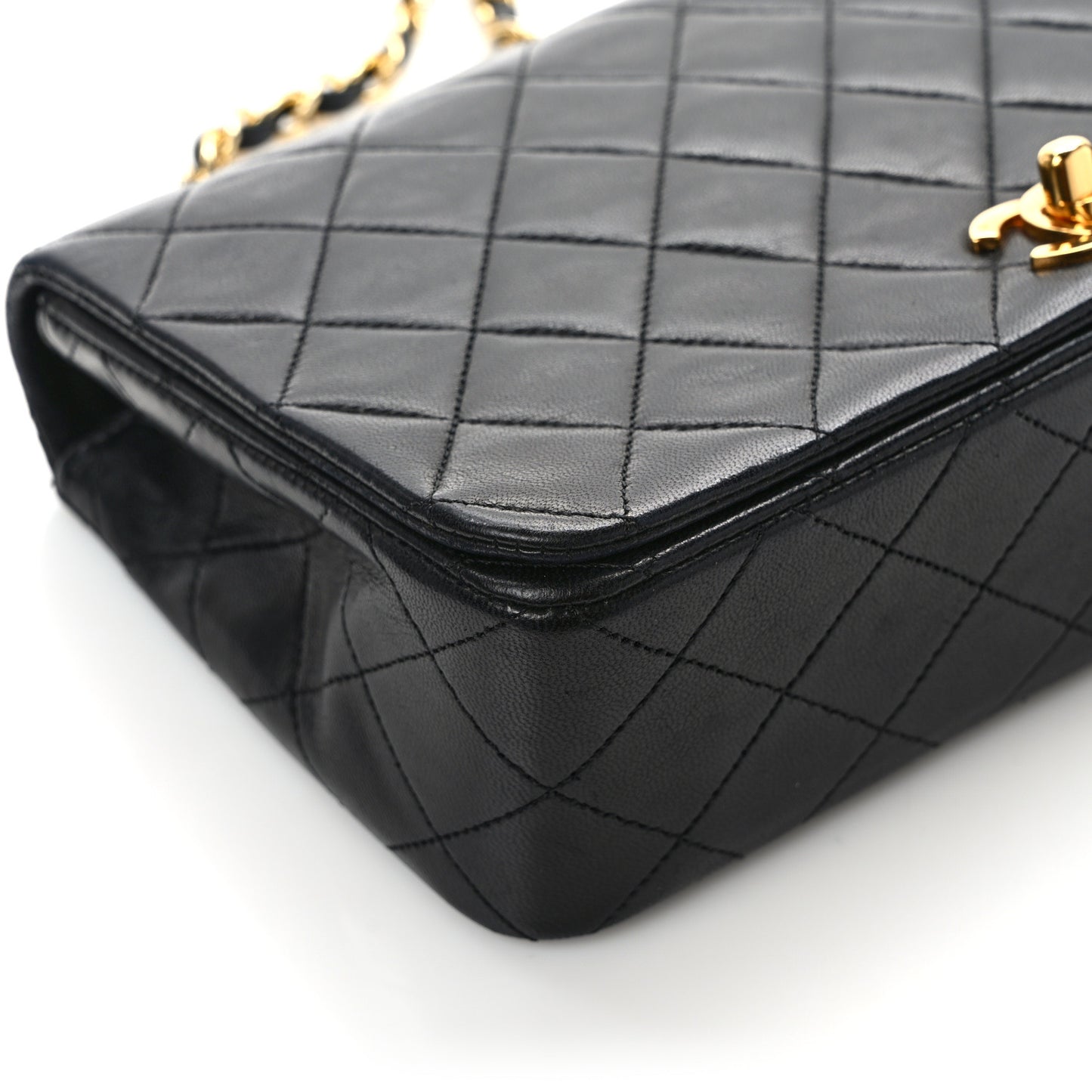 Lambskin Quilted Small Single Flap Black