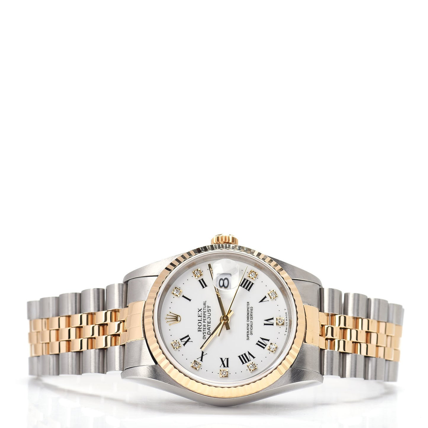 Stainless Steel 18K Yellow Gold Diamond 36mm Oyster Perpetual Datejust Watch White Roman 16233