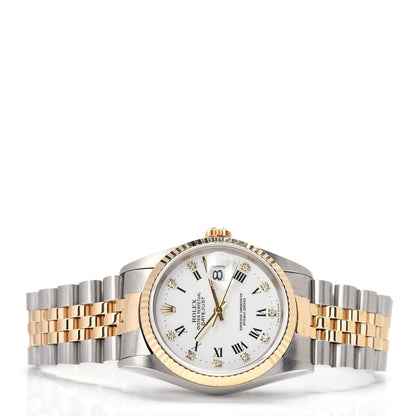 Rolex Stainless Steel 18K Yellow Gold Diamond 36mm Oyster Perpetual Datejust Watch White Roman 16233 2 of 4