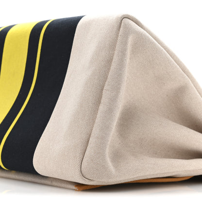 Hermes H Plume Canvas Vache Hunter Rayures d'Equipage Herbag Cabine Zip 50 Jaune Ecru Beige Gold 10 of 10