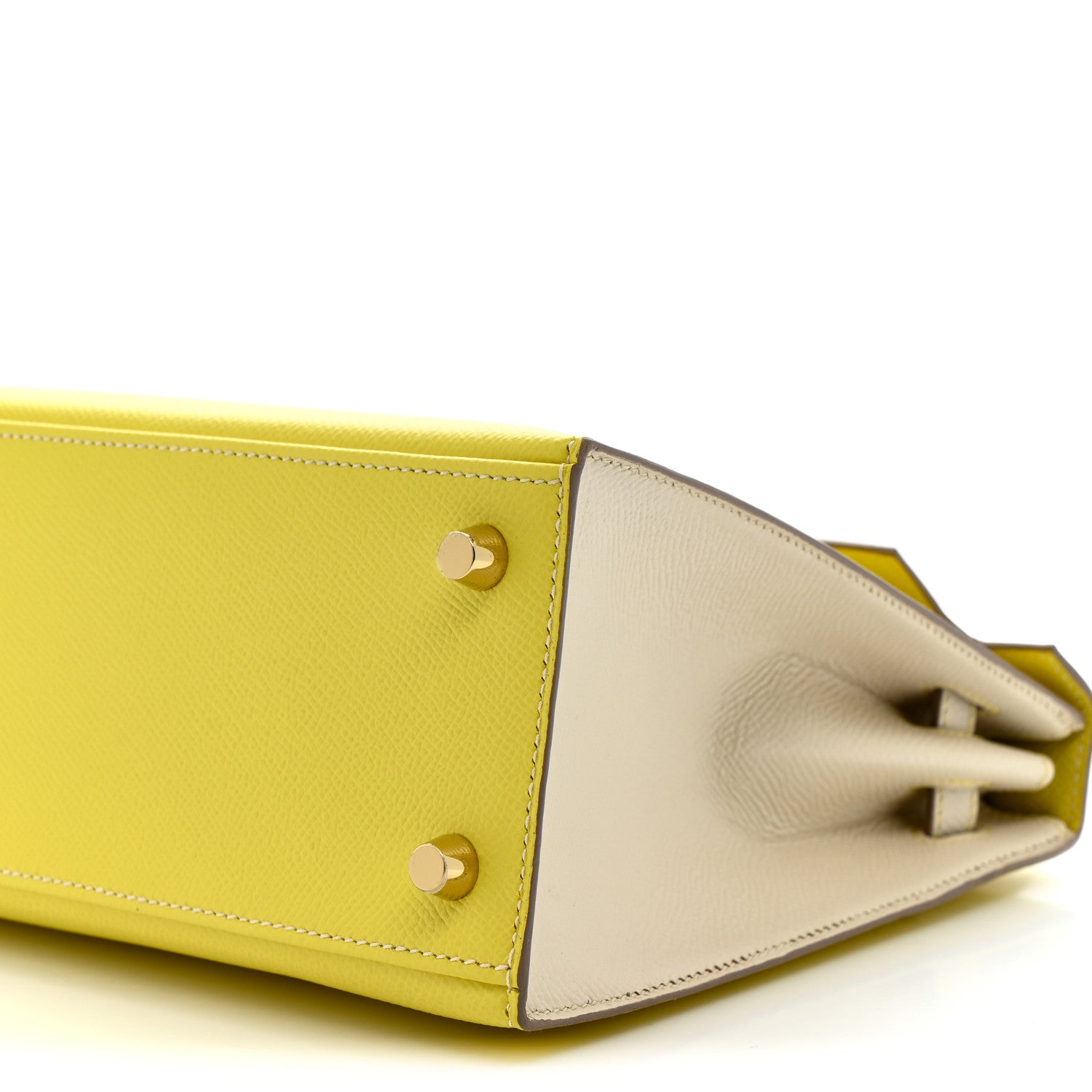 Hermes Epsom Bi-Color Horseshoe Sellier 25 Lime Craie 10 of 12