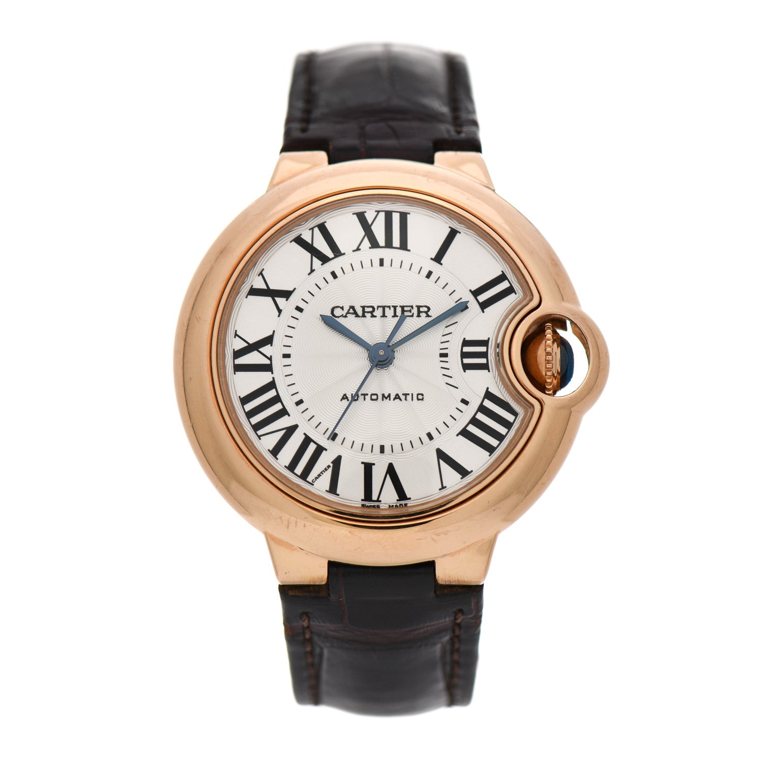Cartier 18K Pink Gold Alligator 33mm Ballon Bleu De Cartier Automatic Watch 1 of 5