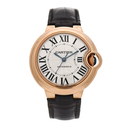 Cartier 18K Pink Gold Alligator 33mm Ballon Bleu De Cartier Automatic Watch 1 of 5
