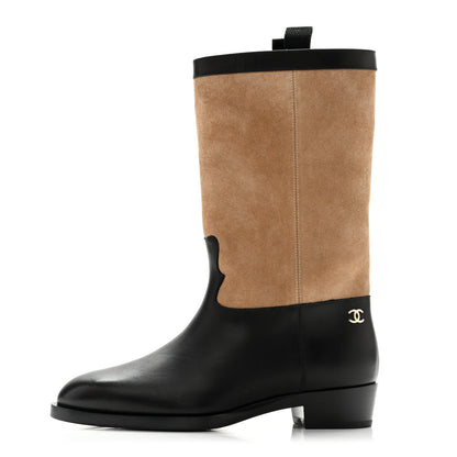 Chanel Suede Calfskin CC Short Boots 36.5 Black 1 of 10