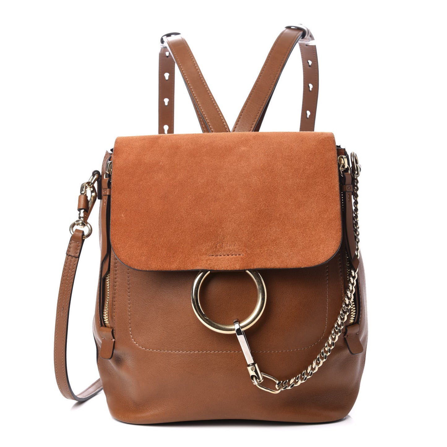 Suede Calfskin Medium Faye Backpack Tan