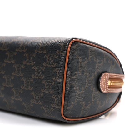 Celine Triomphe Canvas Calfskin Small Boston Bag Tan 11 of 11