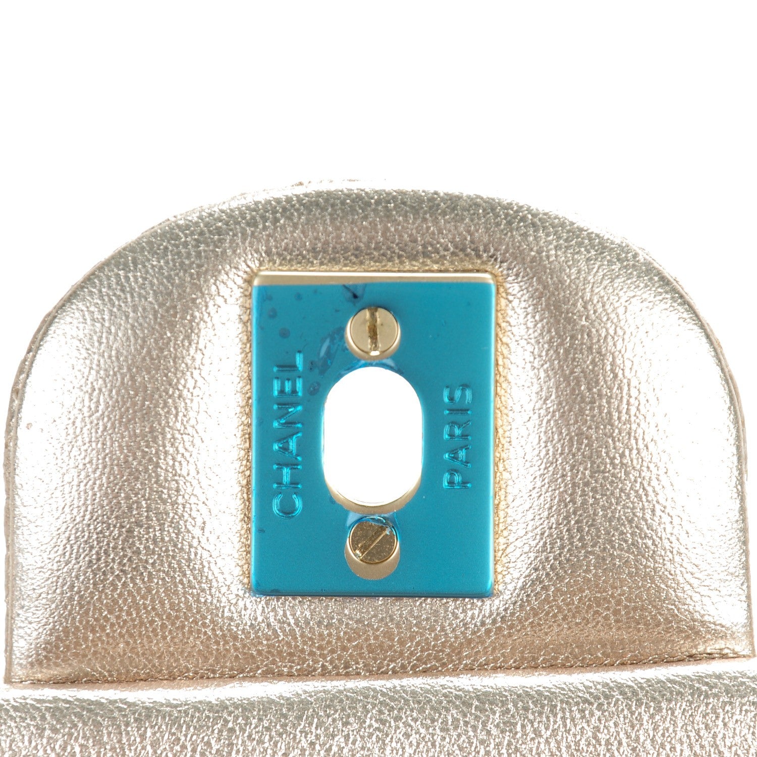 Chanel Metallic Lambskin Perforated Mini Rectangular Flap Light Gold 6 of 8