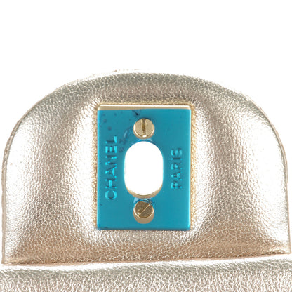 Chanel Metallic Lambskin Perforated Mini Rectangular Flap Light Gold 6 of 8
