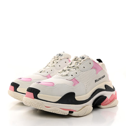 Balenciaga Fabric Mesh Washed Effect Womens Triple S Sneakers 39 Pink White Black 3 of 8