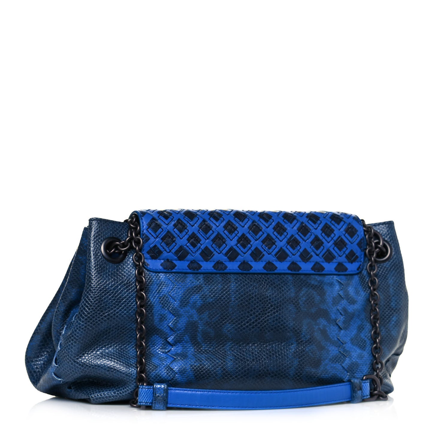 Nappa Lizard Intrecciato Flap Shoulder Bag Blue