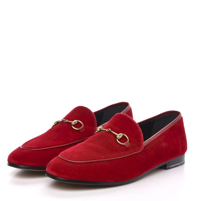 Gucci Velvet Horsebit Womens Jordaan Loafers 41 Hibiscus Red 3 of 10