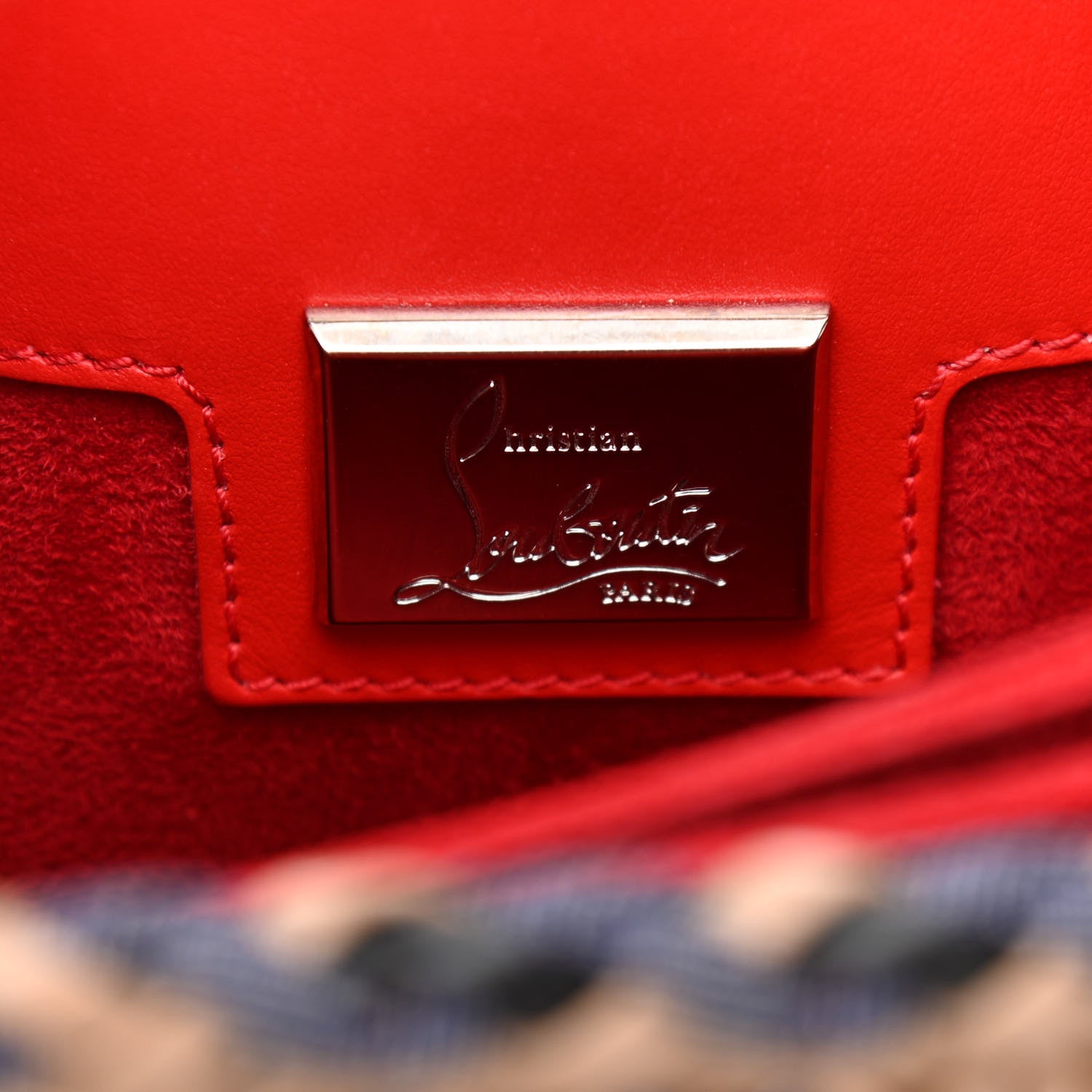 Christian Louboutin Calfskin Mexinodo Beaded Studded Triple Gusset Large Paloma Beige Blue 6 of 11