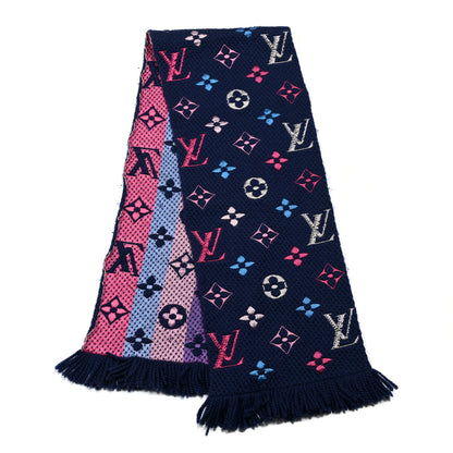 Louis Vuitton Wool Silk Rainbow Logomania Scarf Navy 2 of 4