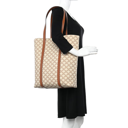 Celine Triomphe Canvas Calfskin Museum Bag White 2 of 12