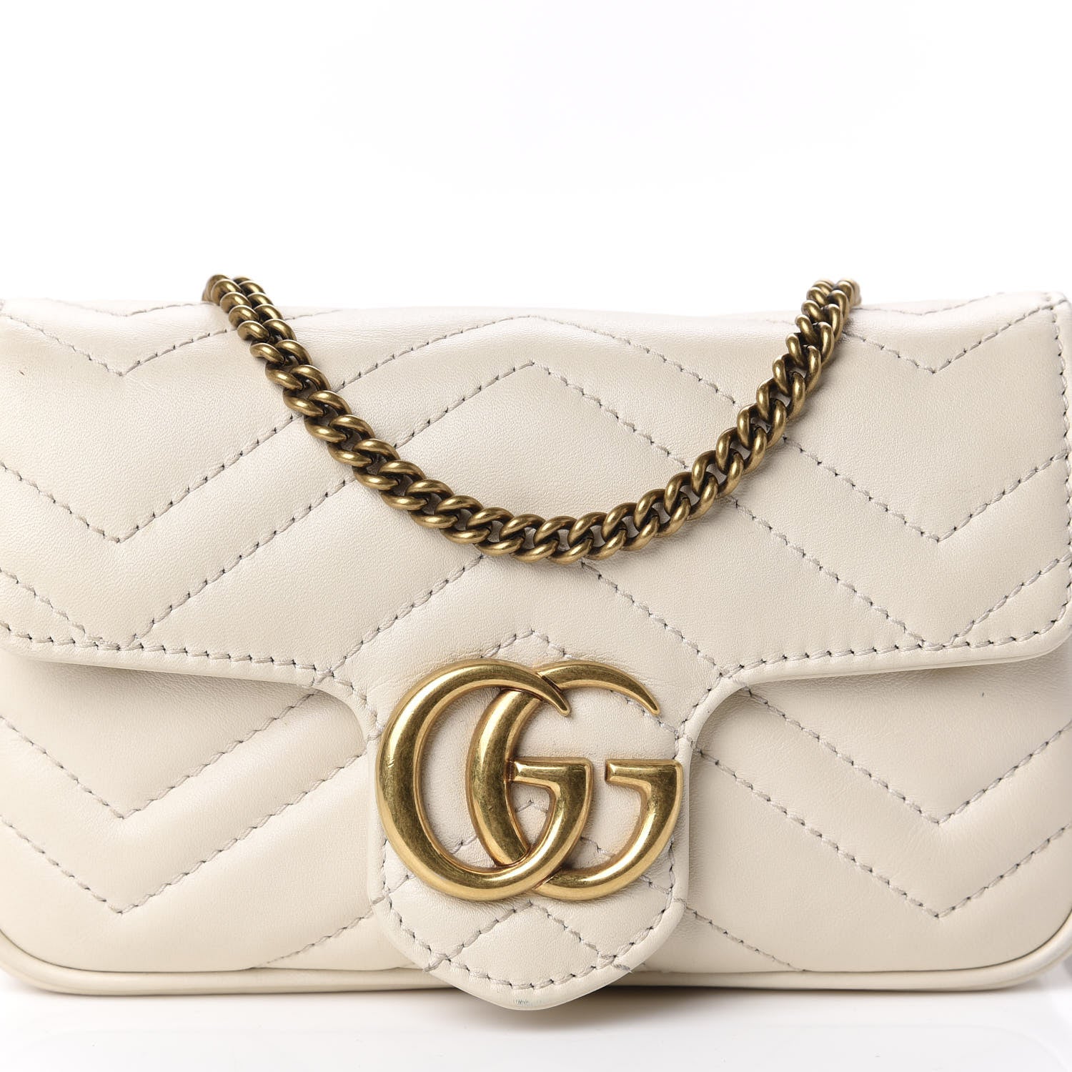Gucci Calfskin Matelasse Super Mini GG Marmont Shoulder Bag White 12 of 12