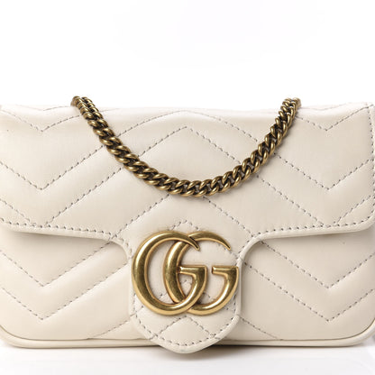 Gucci Calfskin Matelasse Super Mini GG Marmont Shoulder Bag White 12 of 12