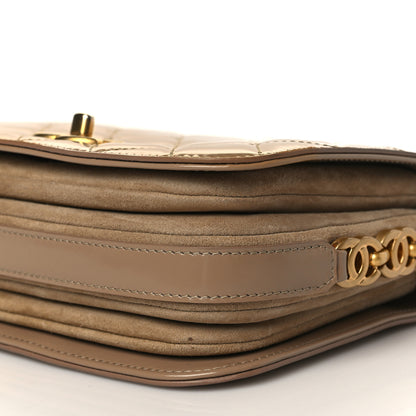 Chanel Shiny Calfskin Quilted Suede Goatskin Messenger Beige 8 of 9
