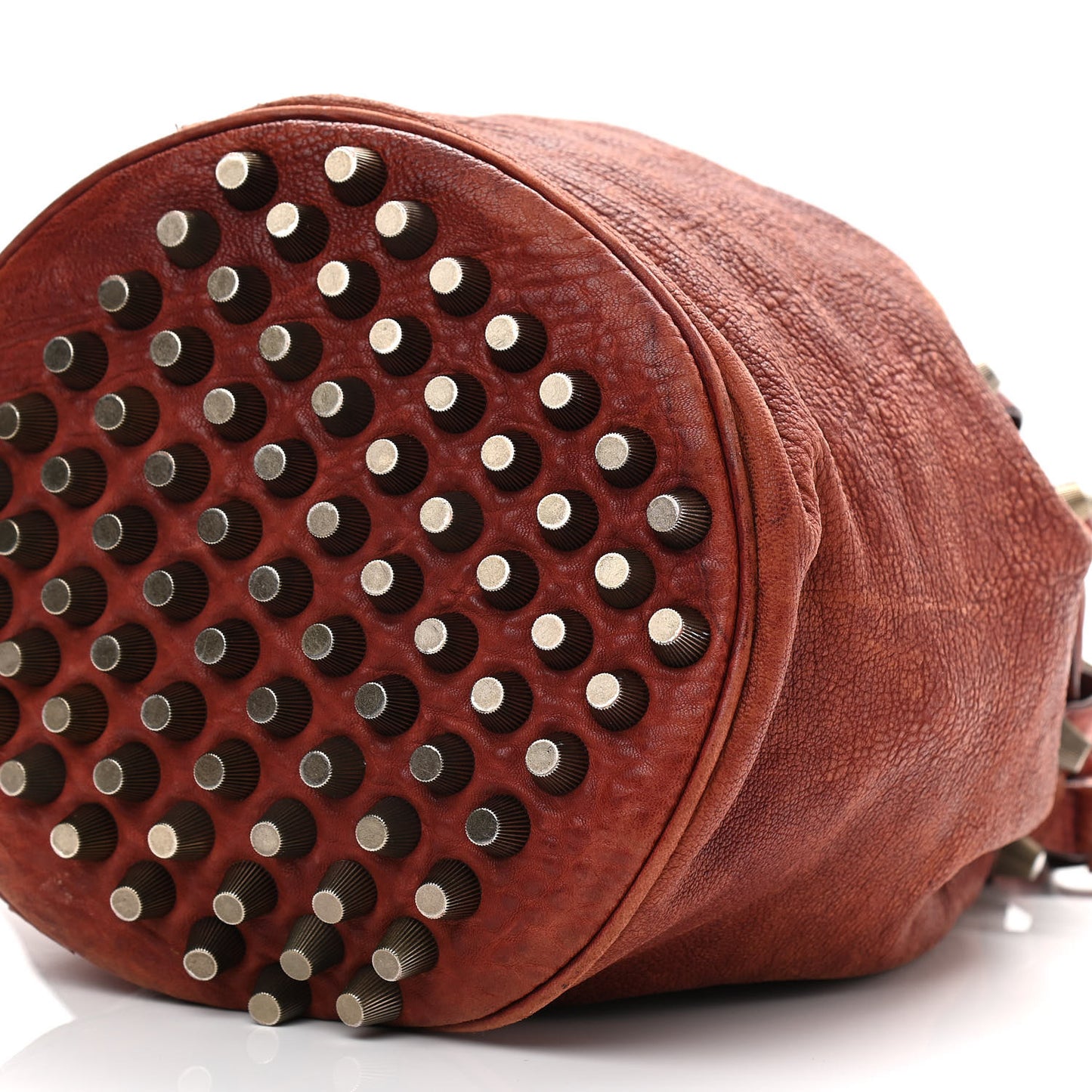 Pebbled Lambskin Diego Bucket Bag Brick Silver Hardware