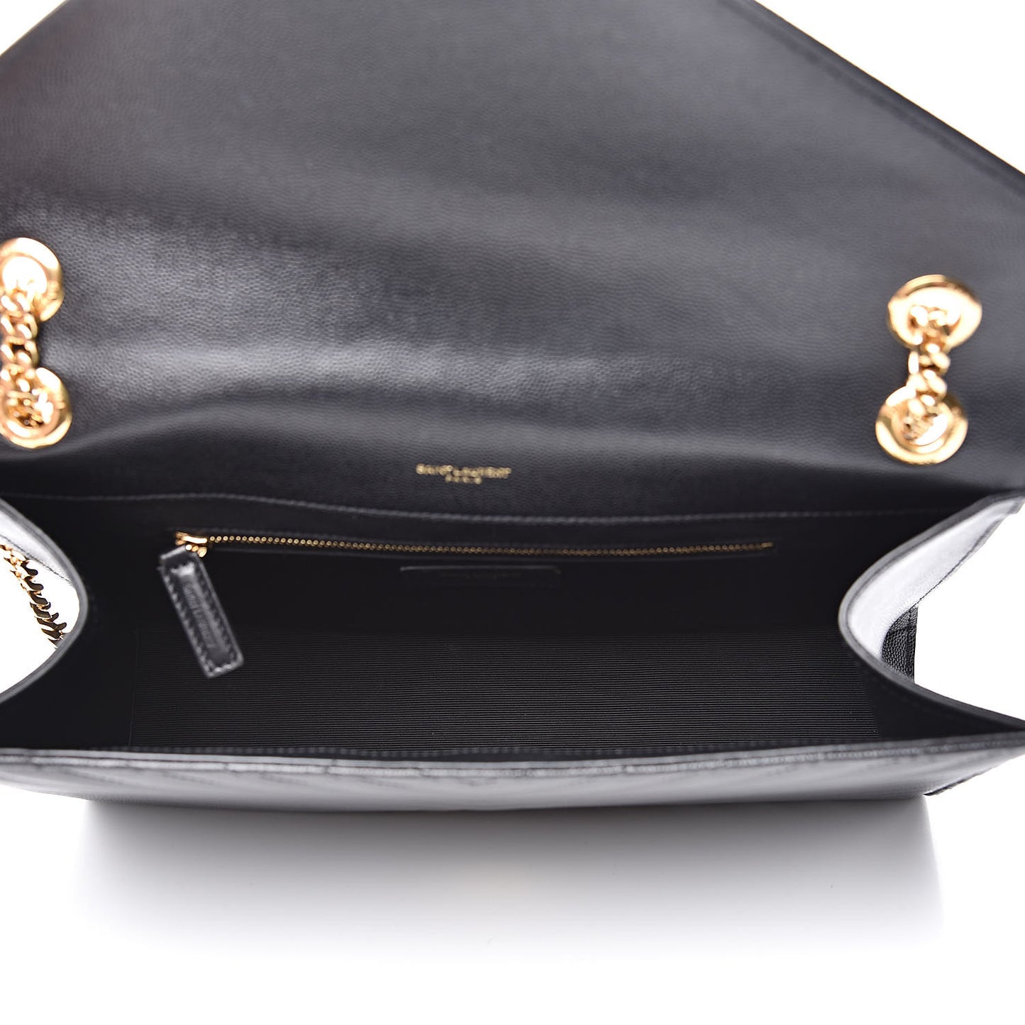 Grain De Poudre Matelasse Chevron Large Monogram Satchel Black