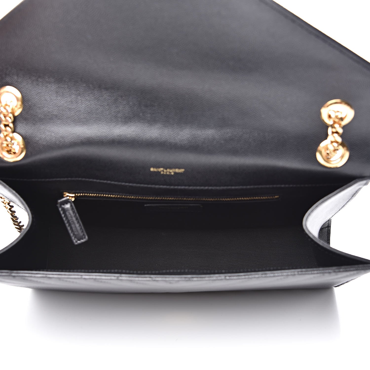 Saint Laurent Grain De Poudre Matelasse Chevron Large Monogram Satchel Black 5 of 11