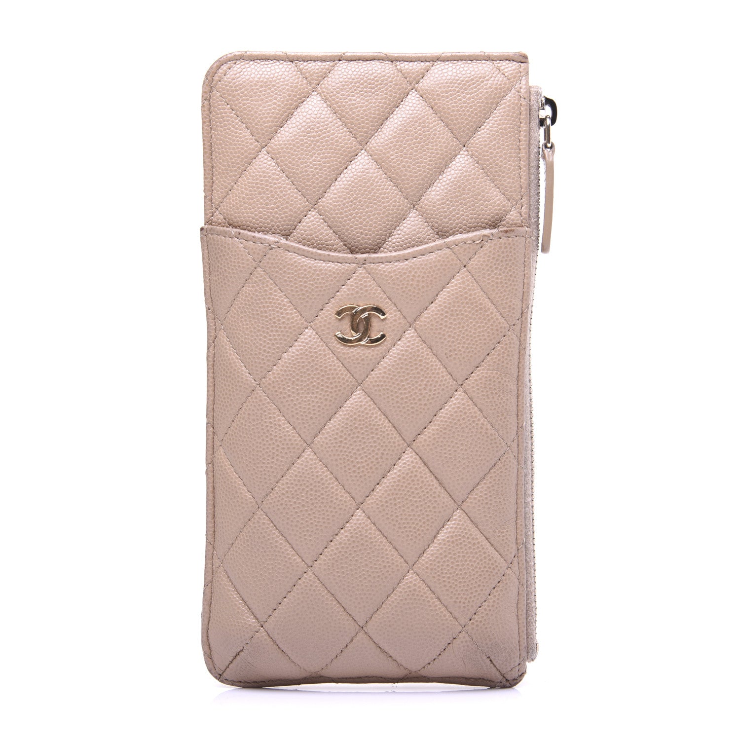 Chanel Iridescent Caviar Quilted Classic iPhone Pouch Beige 1 of 15