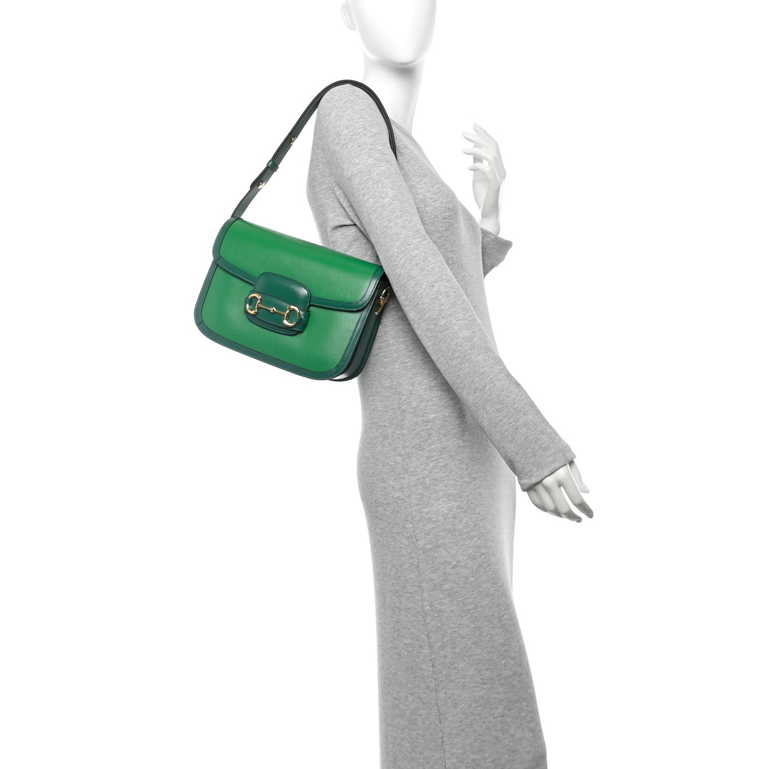 Gucci Azalea Calfskin Horsebit 1955 Shoulder Bag New Shamarock Emerald 2 of 11
