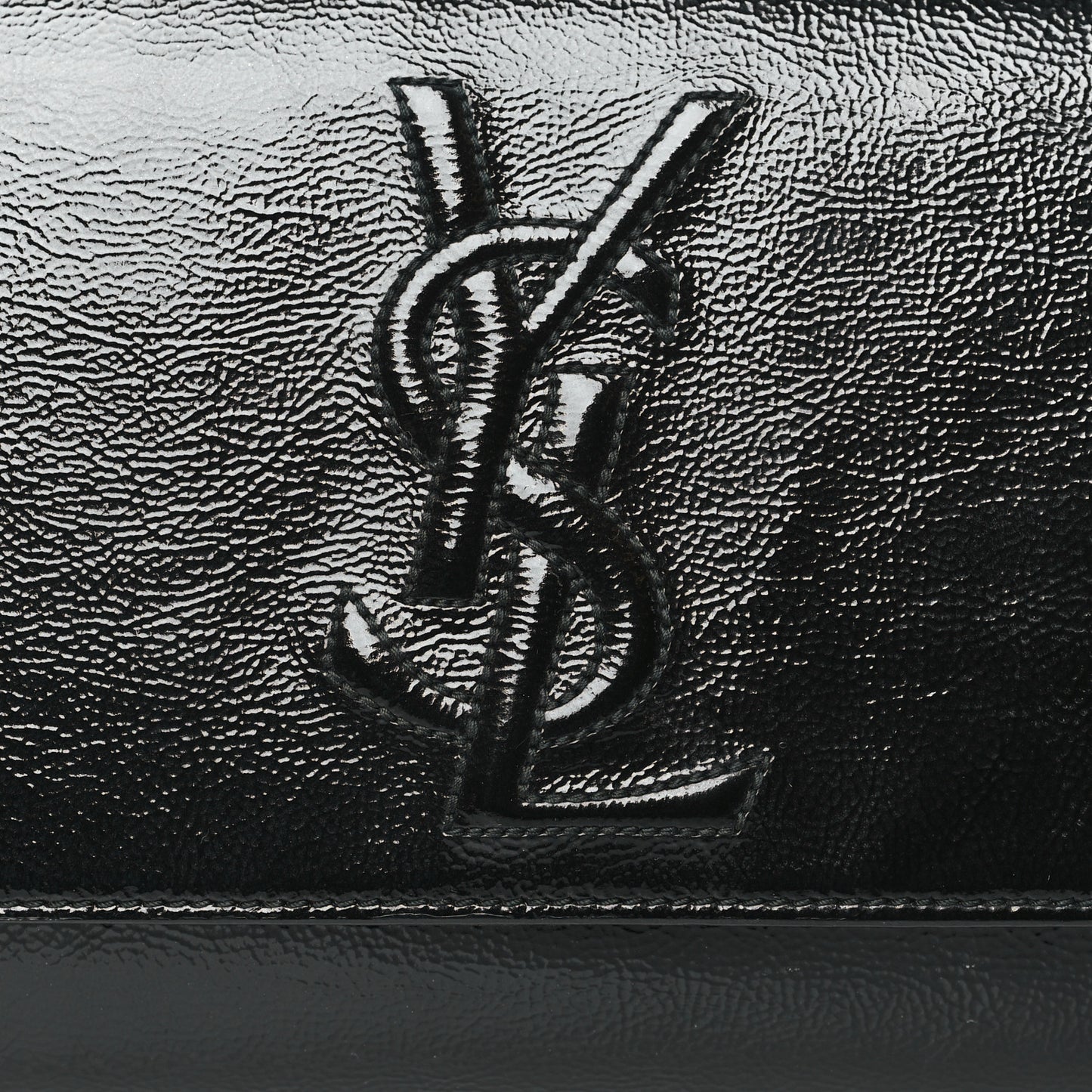 Textured Patent Monogram Large Belle De Jour Clutch Black