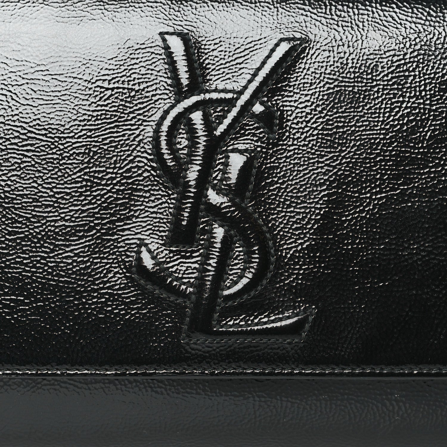 Saint Laurent Textured Patent Monogram Large Belle De Jour Clutch Black 7 of 9
