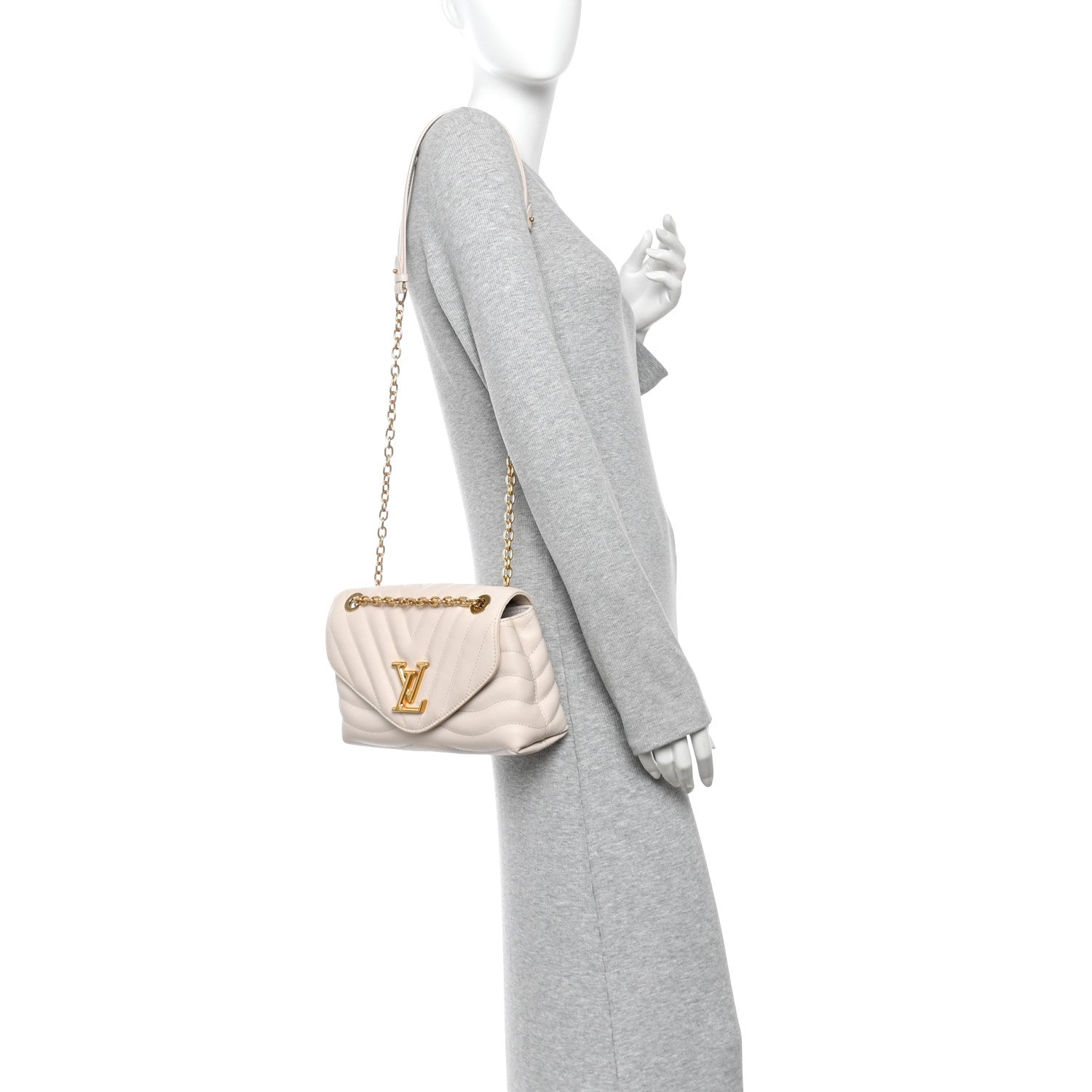 Louis Vuitton Calfskin LV New Wave Chain Bag GM Ivory 2 of 12