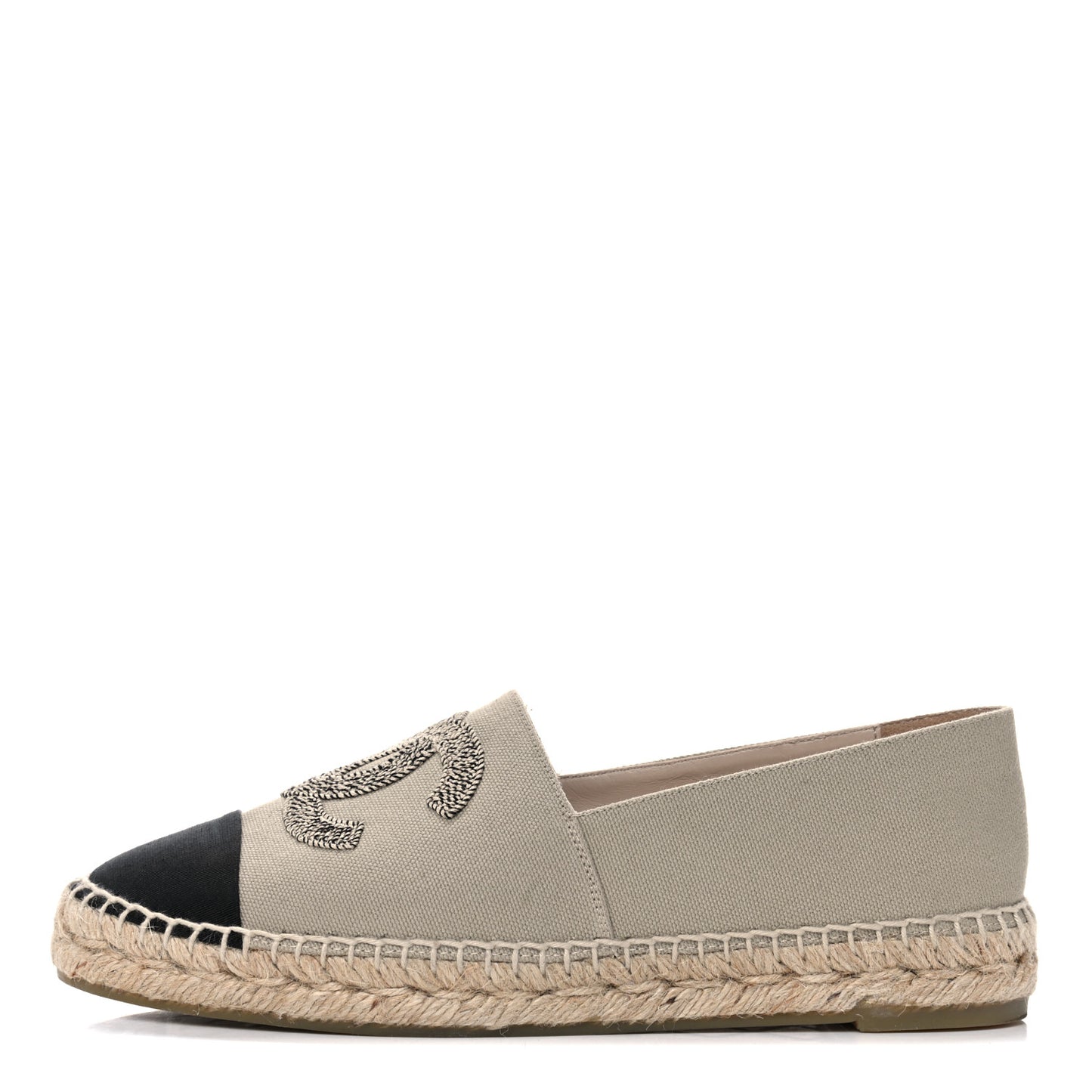 Canvas Grosgrain CC Espadrilles 39 Beige Black