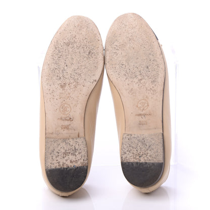 Chanel Lambskin Cap Toe CC Ballerina Flats 36.5 Beige Black 5 of 9