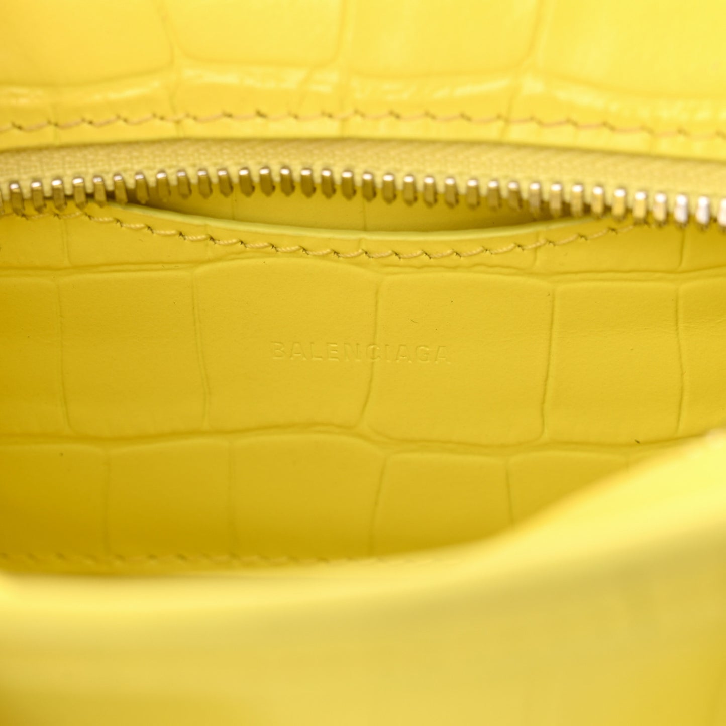 Calfskin Crocodile Embossed Neo Classic Hardware Nano City Crossbody Light Yellow