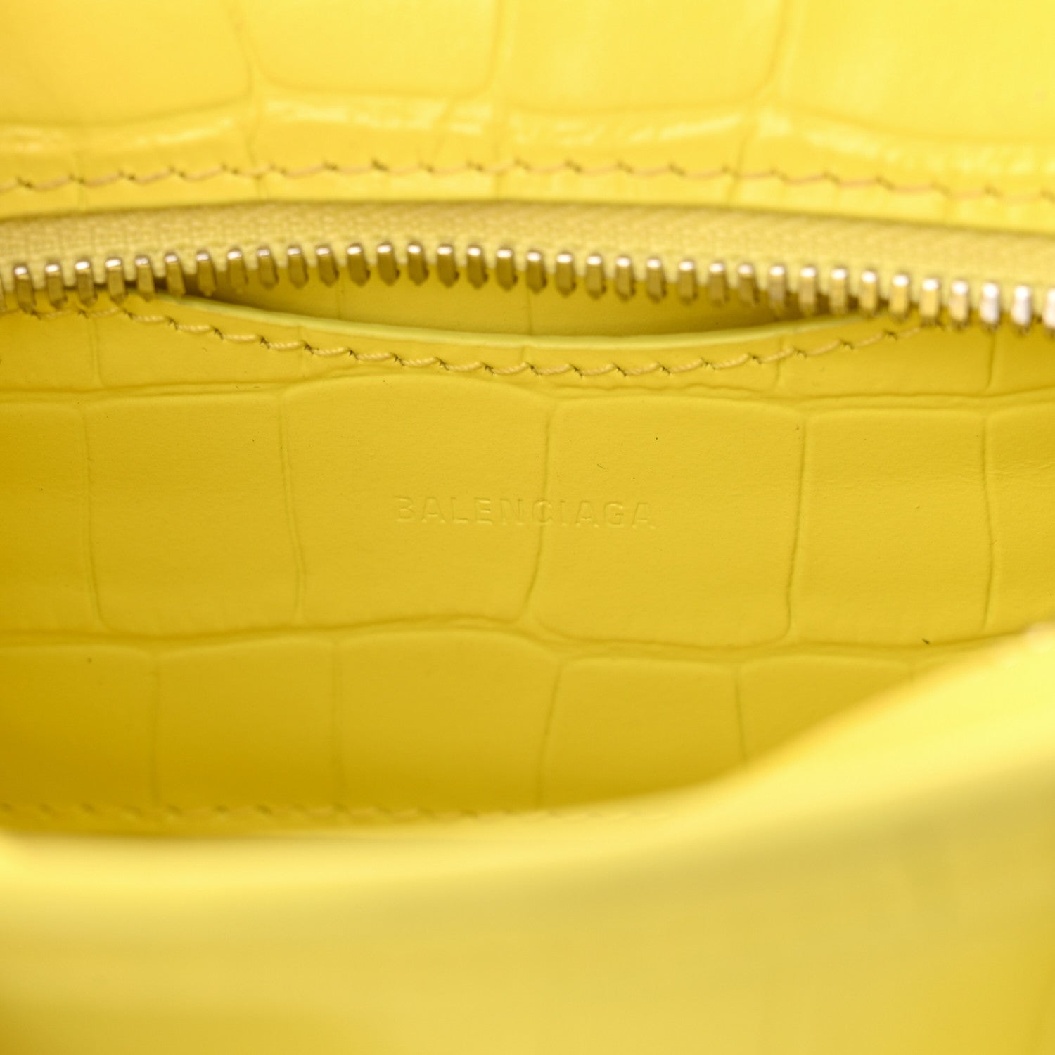 Balenciaga Calfskin Crocodile Embossed Neo Classic Hardware Nano City Crossbody Light Yellow 6 of 16