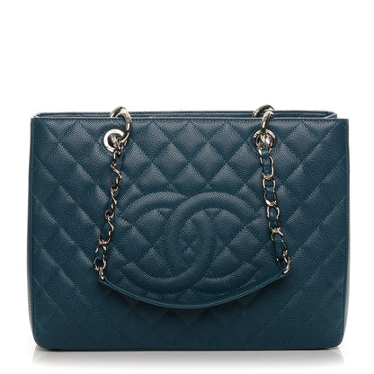 Chanel Caviar Quilted Grand Shopping Tote GST Dark Blue 1 of 7