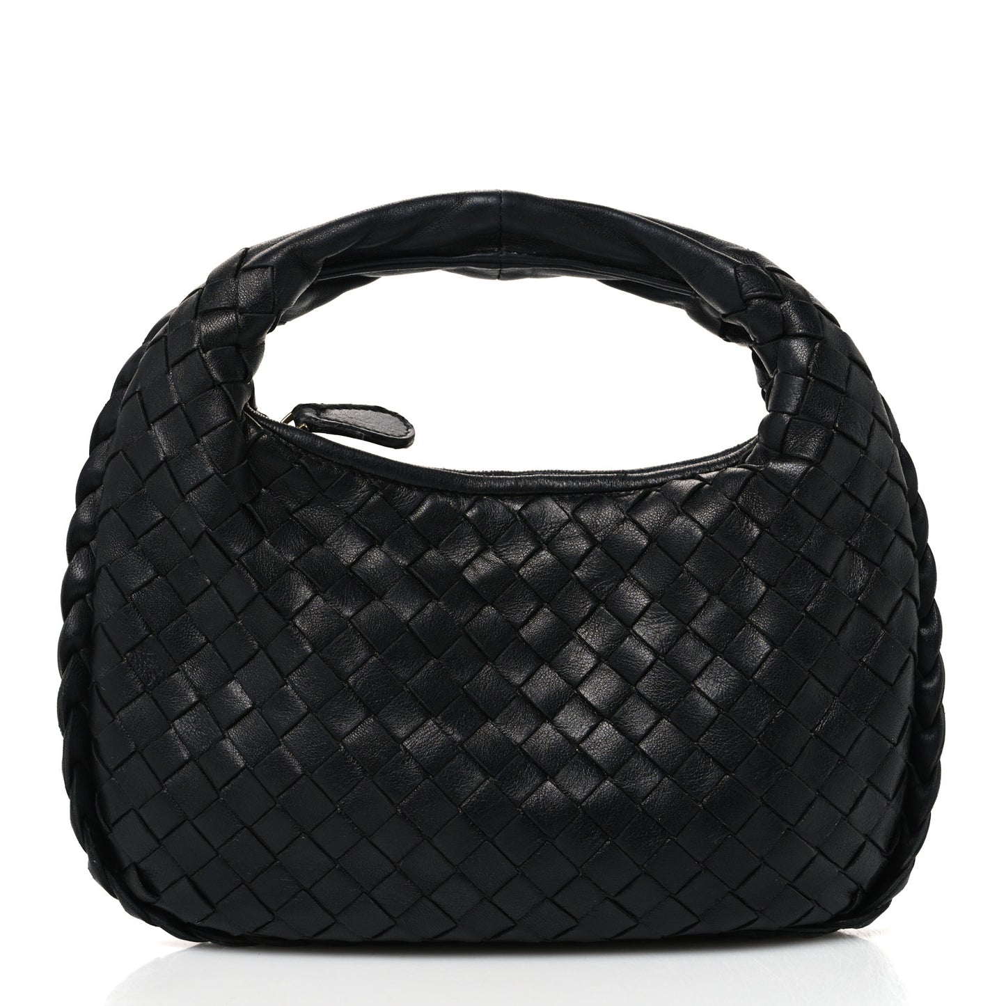 Nappa Intrecciato Pleated Mini Veneta Hobo Black