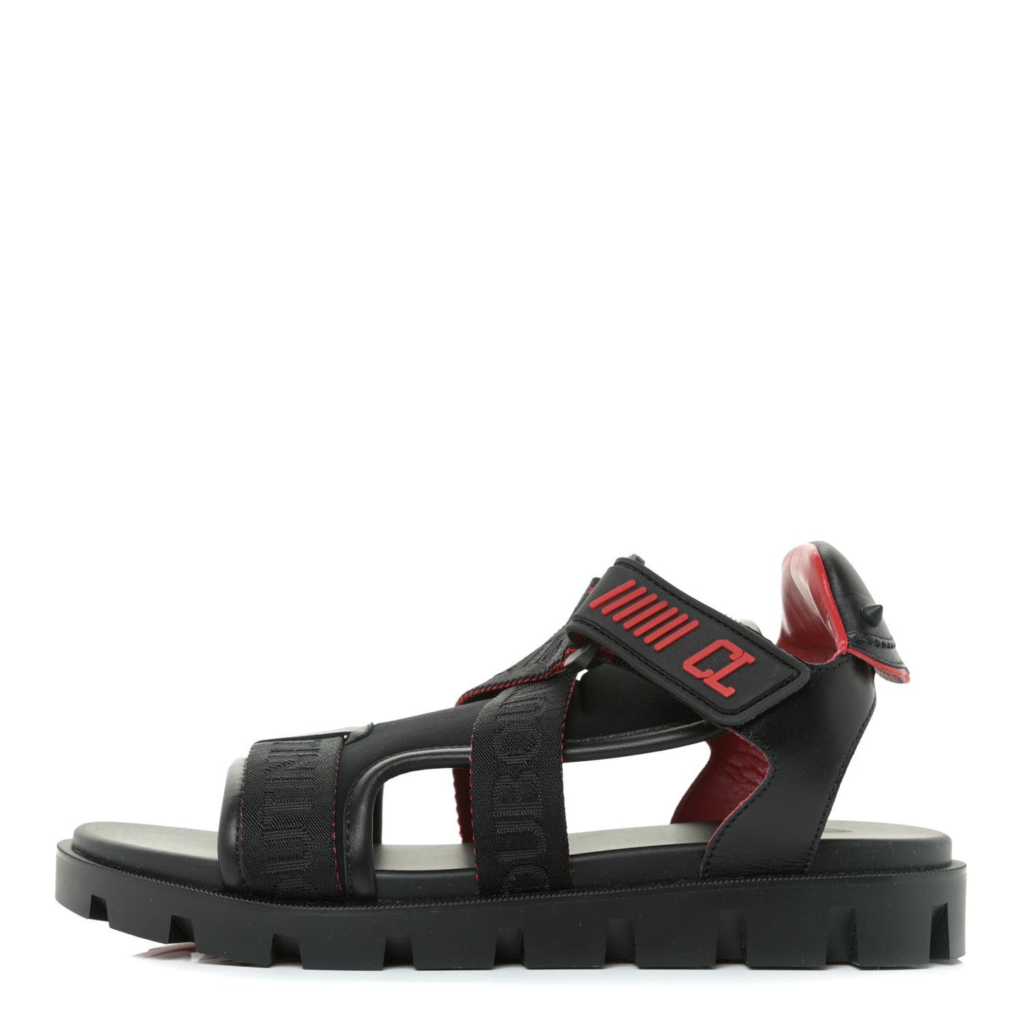 Calfskin Velcrissimo Flat Sandals 38.5 Black