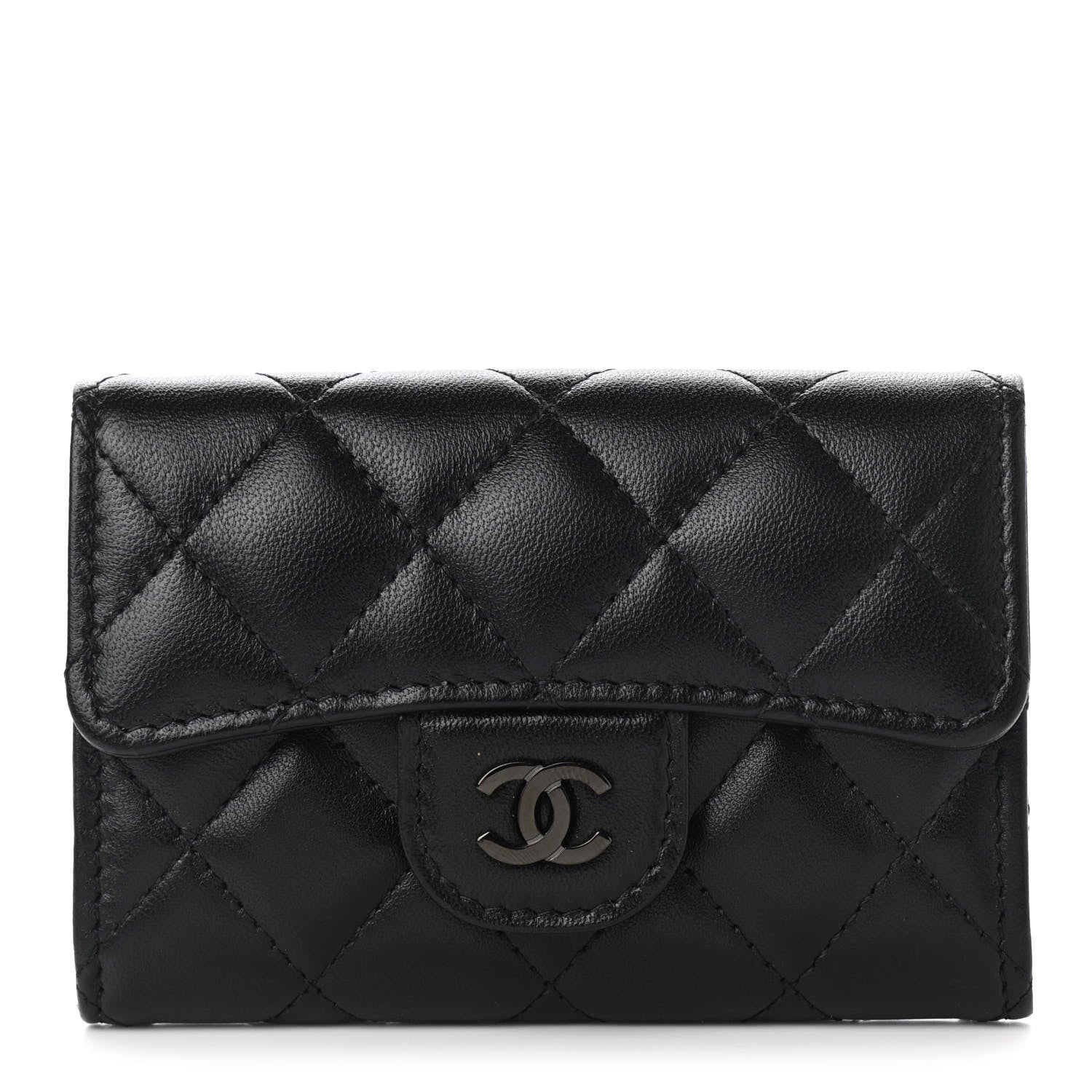 Chanel Lambskin Quilted Flap Card Holder Wallet So Black 1 of 11