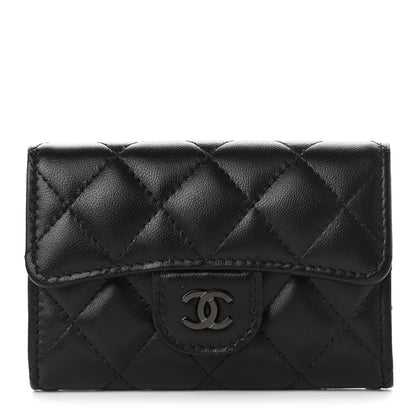 Chanel Lambskin Quilted Flap Card Holder Wallet So Black 1 of 11