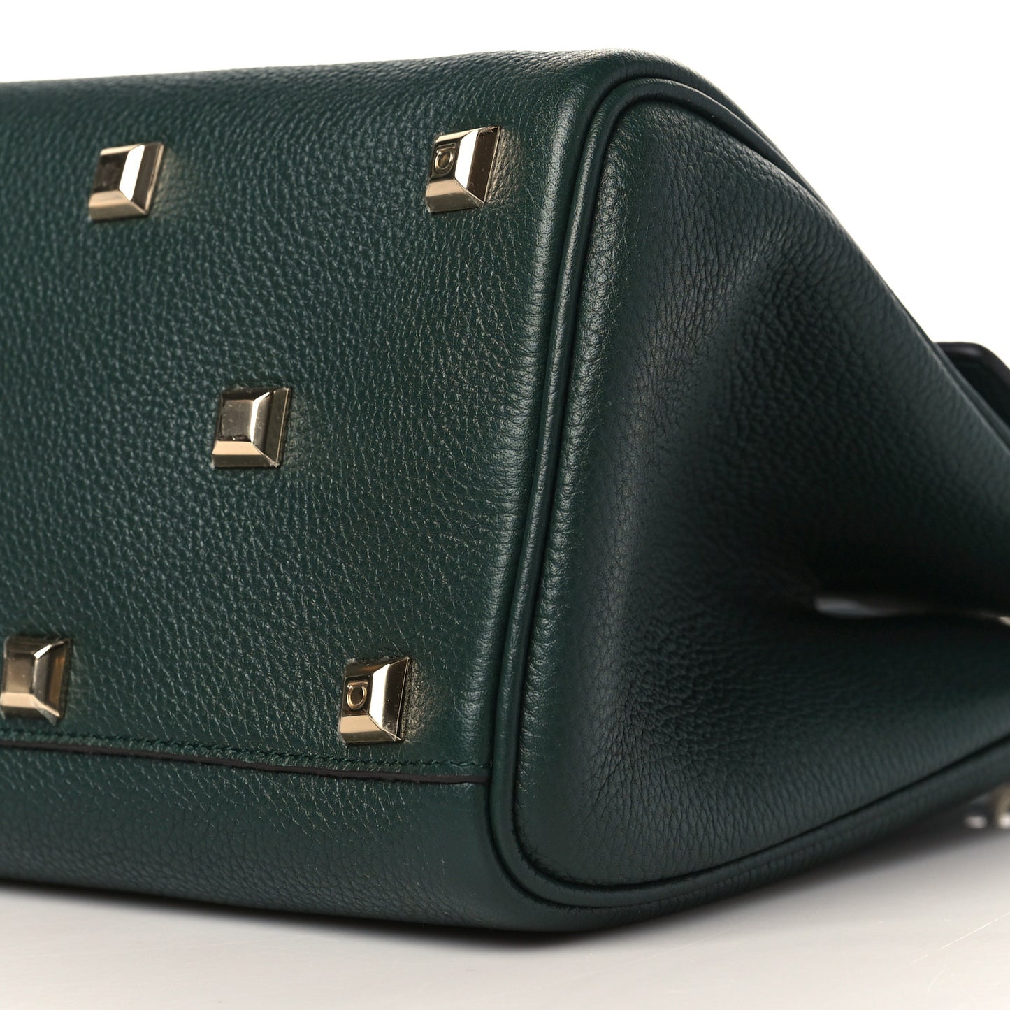 Hammered Calfskin Medium Studio Top Handle Bag Dark Green