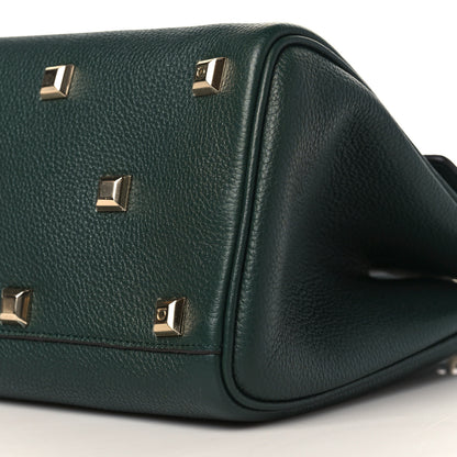Salvatore Ferragamo Hammered Calfskin Medium Studio Top Handle Bag Dark Green 8 of 8