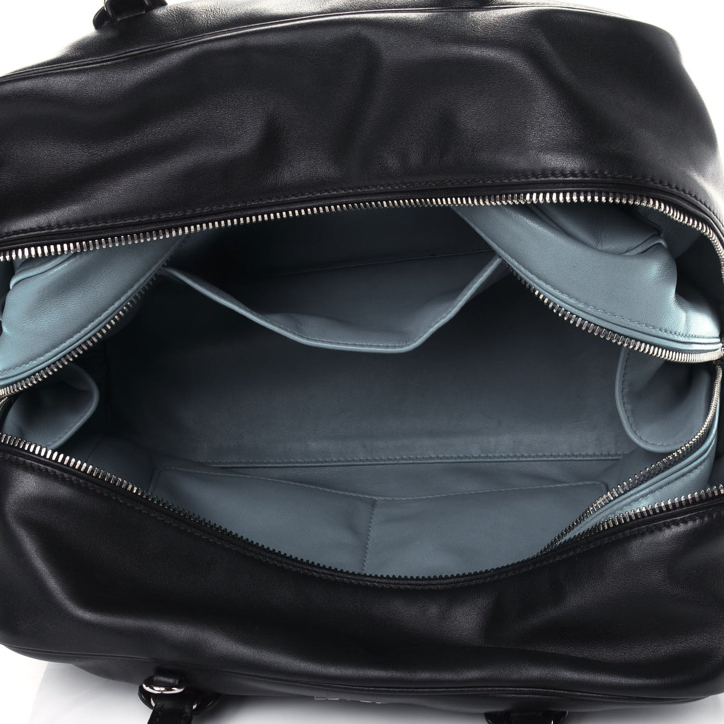 Soft Calf Large Inside Satchel Black Turquoise