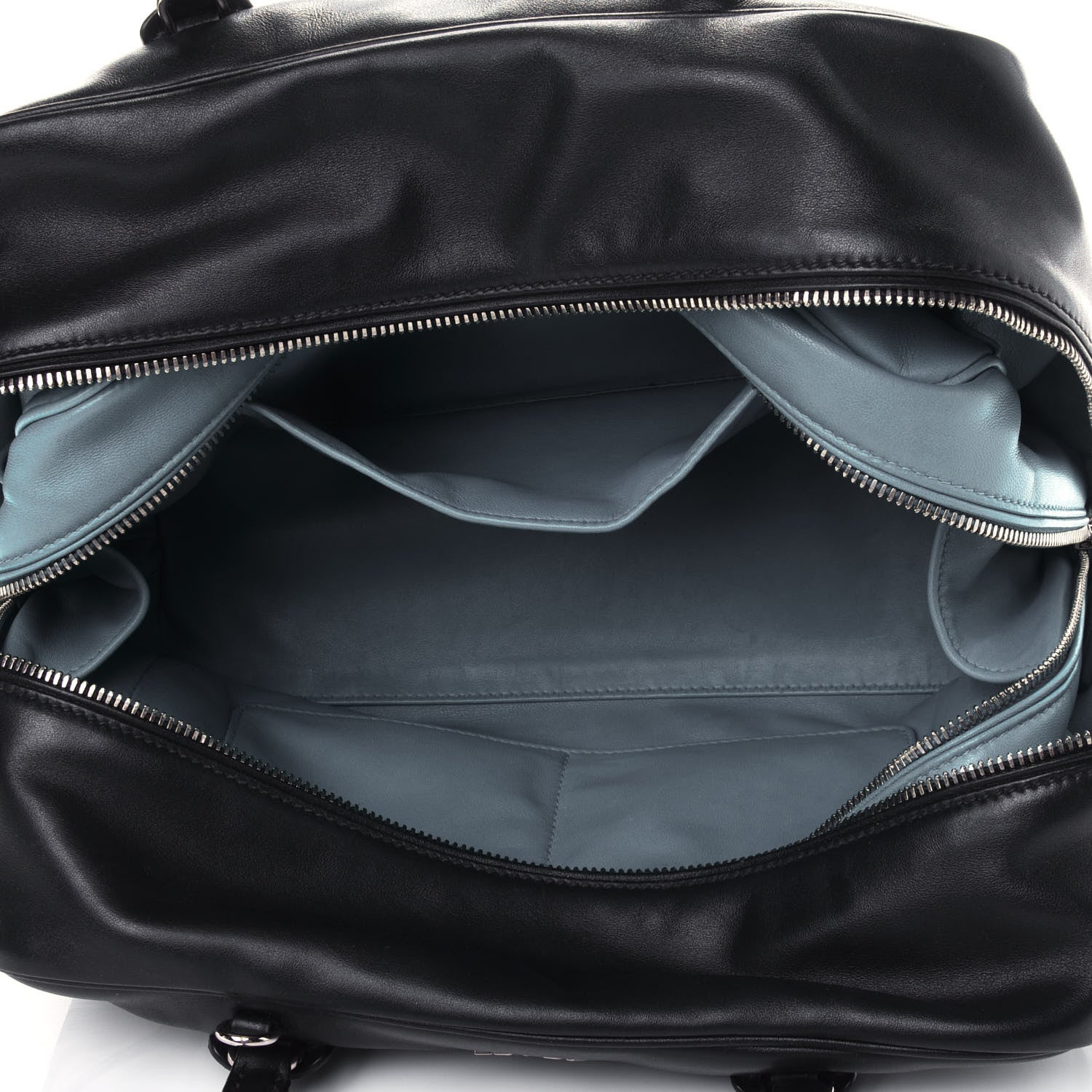 Prada Soft Calf Large Inside Satchel Black Turquoise 4 of 4