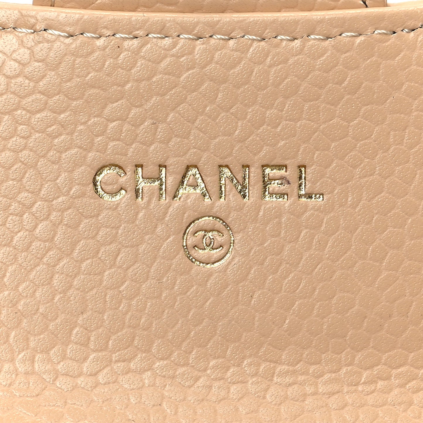 Caviar Quilted Flap Card Holder Wallet Beige